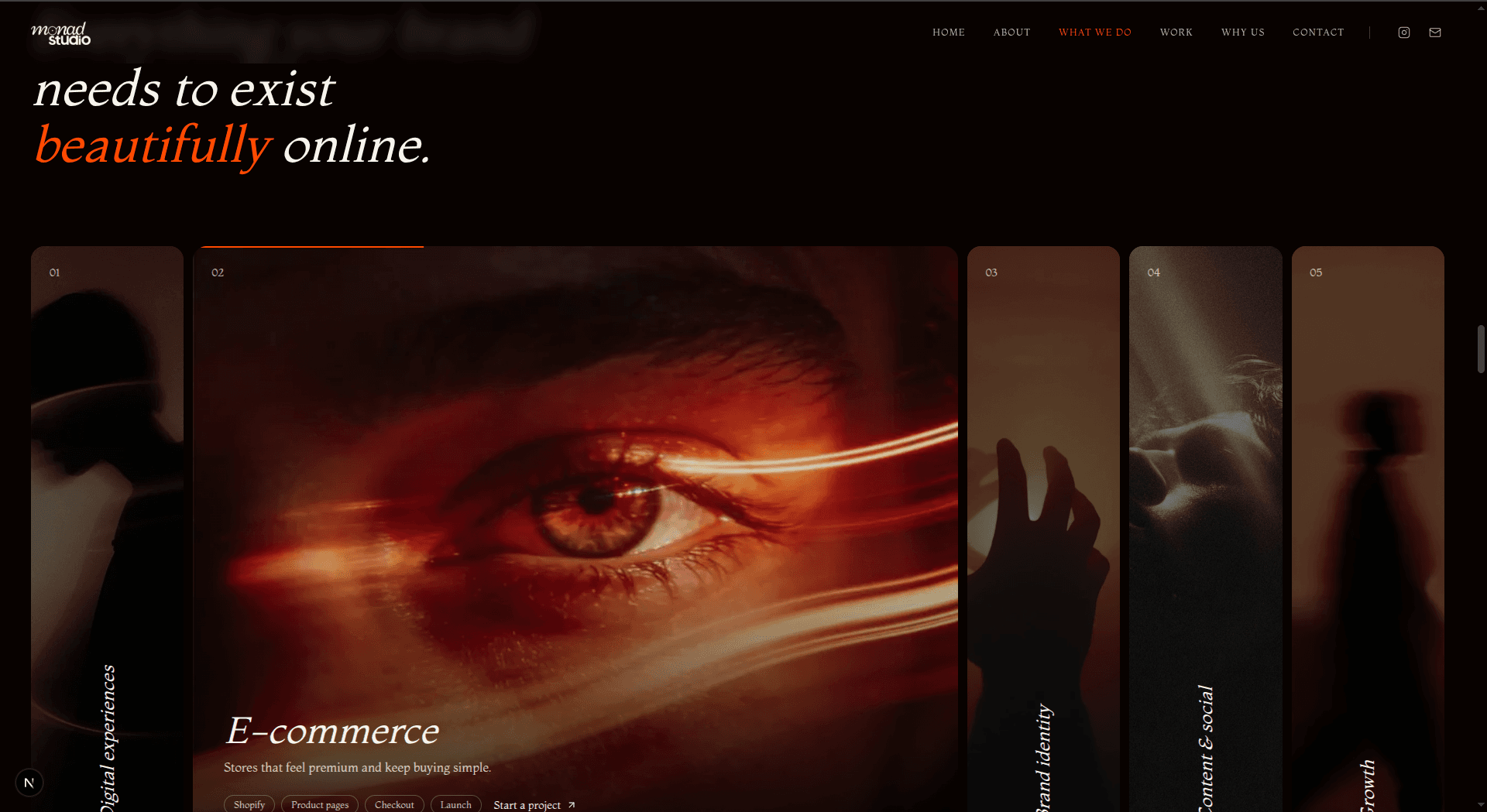 Monad Studio website design screen 2